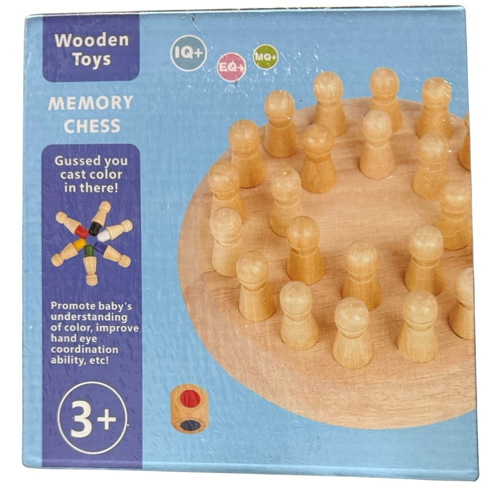 Kids Wooden Toy Puzzles Color Memory Chess Match Game Learning Educational